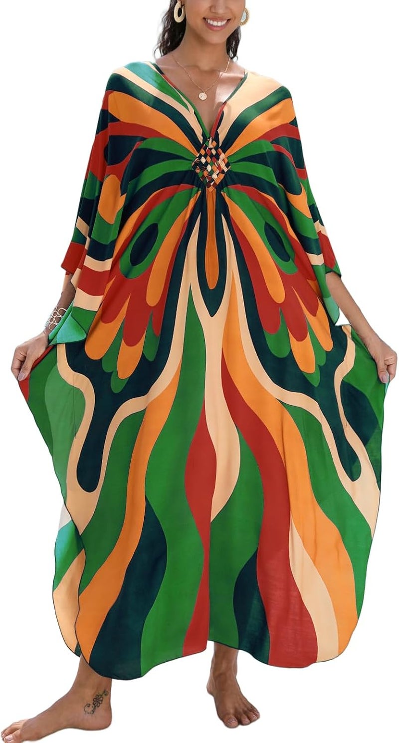 KEYLORTING Women's Plus Size Kaftan Dress – Plus Size Maxi Dress Moo Moos Beach Cover Up,Bathing Suit Cover-Up Loungewear - Image 1